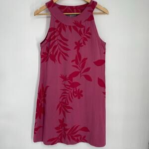 Natural Reflections Dress Womens Medium Pink Floral Palm Vacation Cruise Coastal
